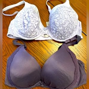2 purple Victoria's Secret bras- body by Victoria and fabulous